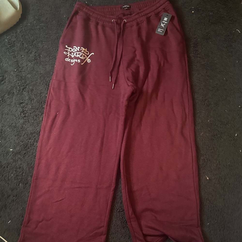 Dark Red Sweatpants with Logo